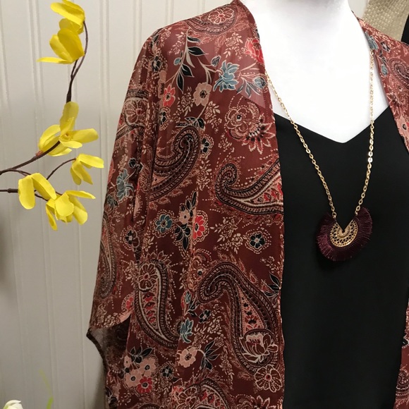 NWT 2X/3X Lightweight Paisley Open Front Kimono - Picture 6 of 13